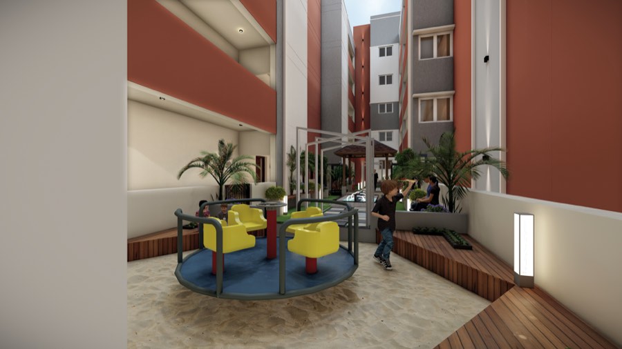Children's play area on the podium at MP Mavis
